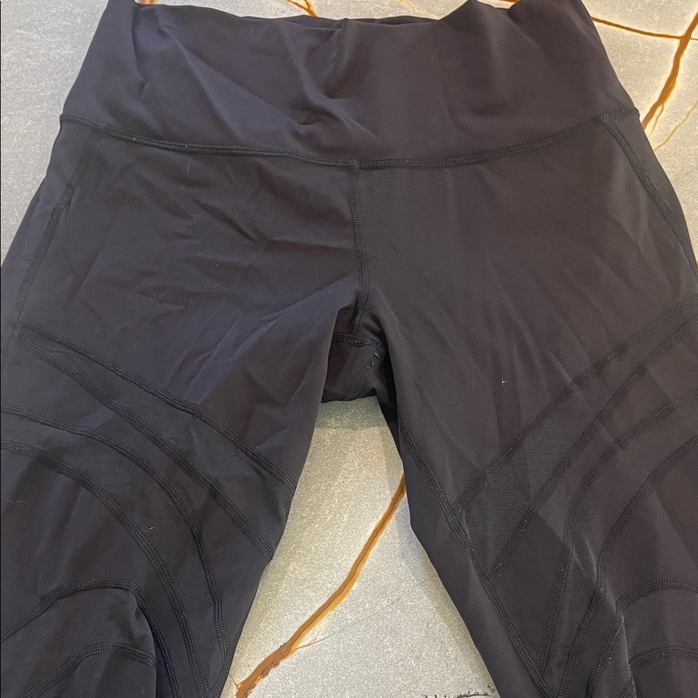 lululemon athletica Black Leggings with Mesh Detail